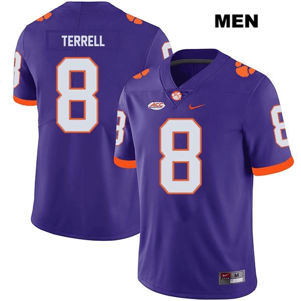 Men's Clemson Tigers #8 A.J. Terrell Stitched Purple Legend Authentic Nike NCAA College Football Jersey WGK8146JJ